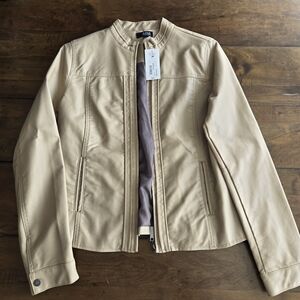 NWT ANA Tan Imitation Leather Jacket